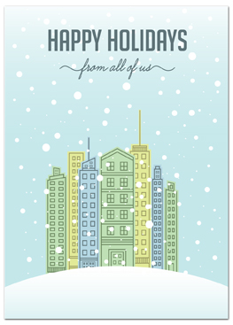 Snowy City Business Christmas Card - Business Greeting Cards