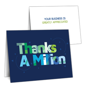 Million Thanks card with slots for business card