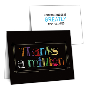 Million Thanks card with slots for business card